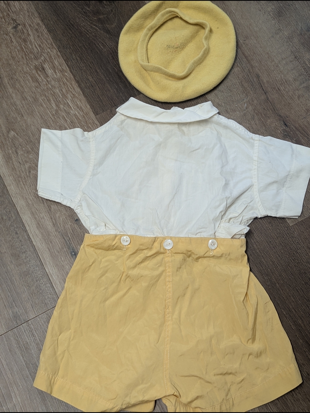 Vintage Boys "Goosey Gander" Romper Set with Yellow Beret - Picture 2 of 8